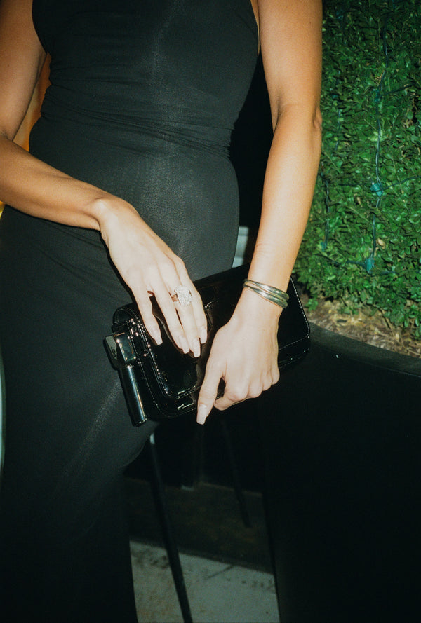 Burn Clutch in Black Croc