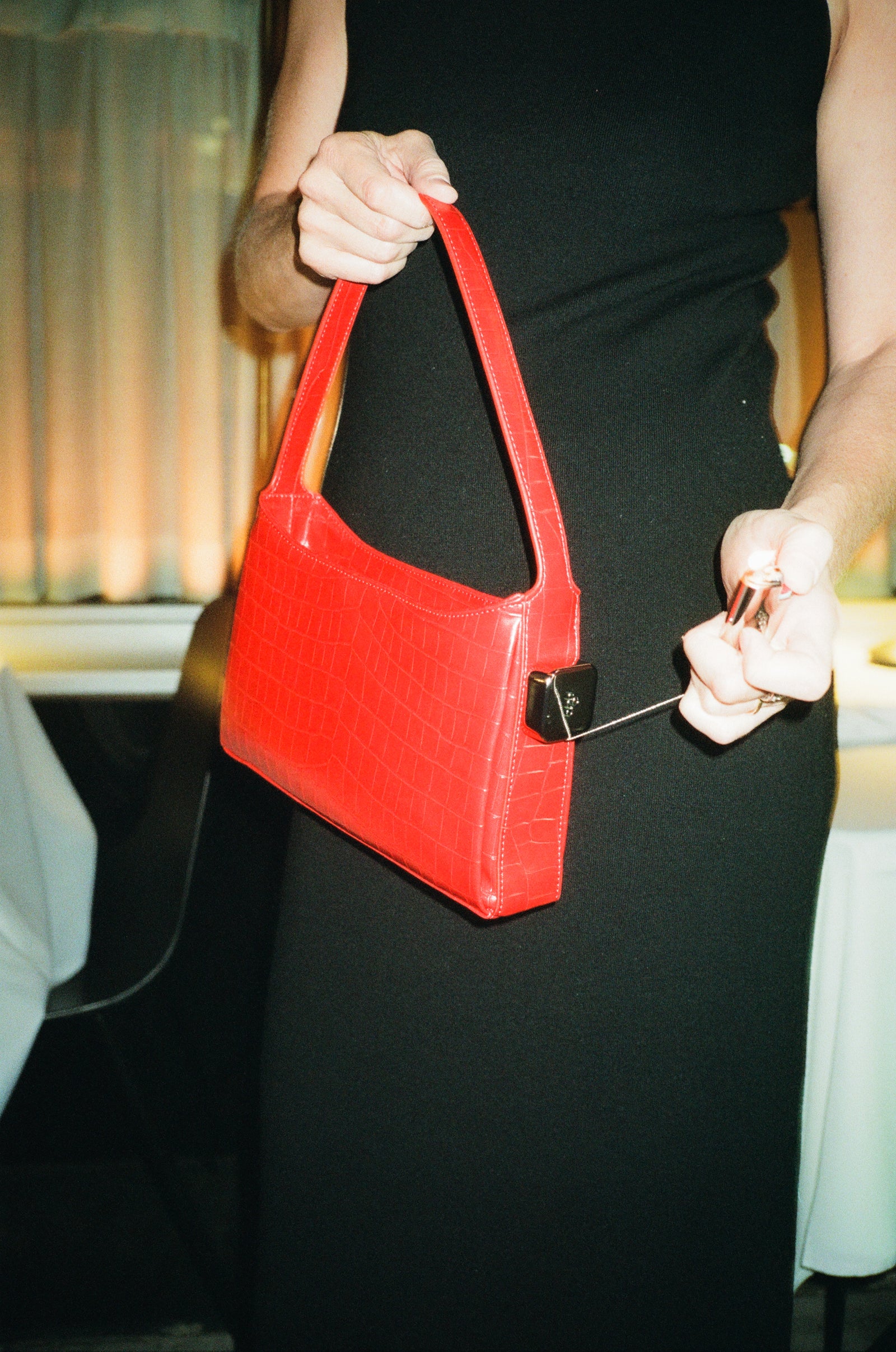 Burn Shoulder Bag in Red Croc