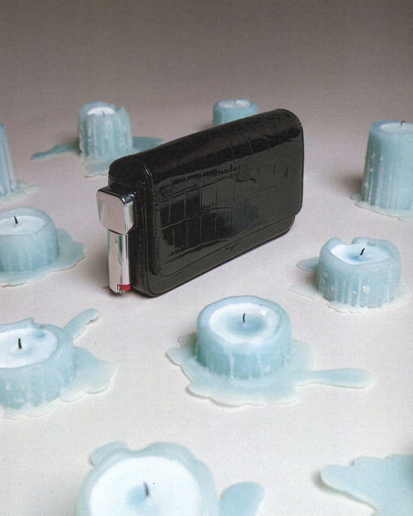 Burn Clutch in Black Croc