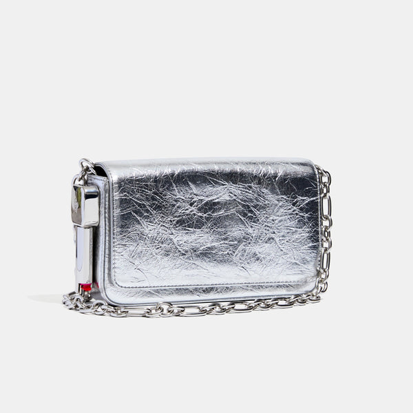 Burn Clutch in Silver Crinkle
