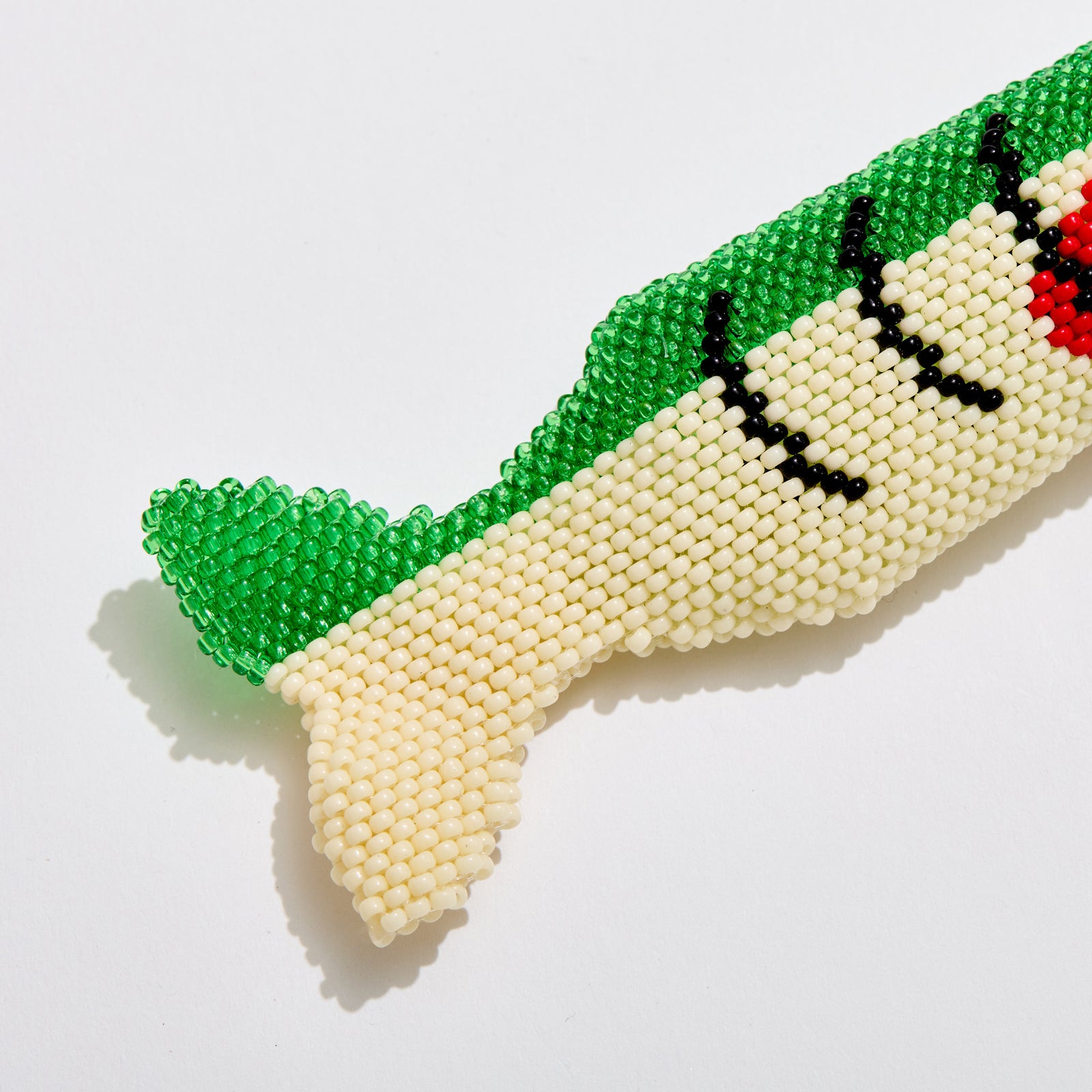 Retractable Lighter Keychain in Green Beaded Fish