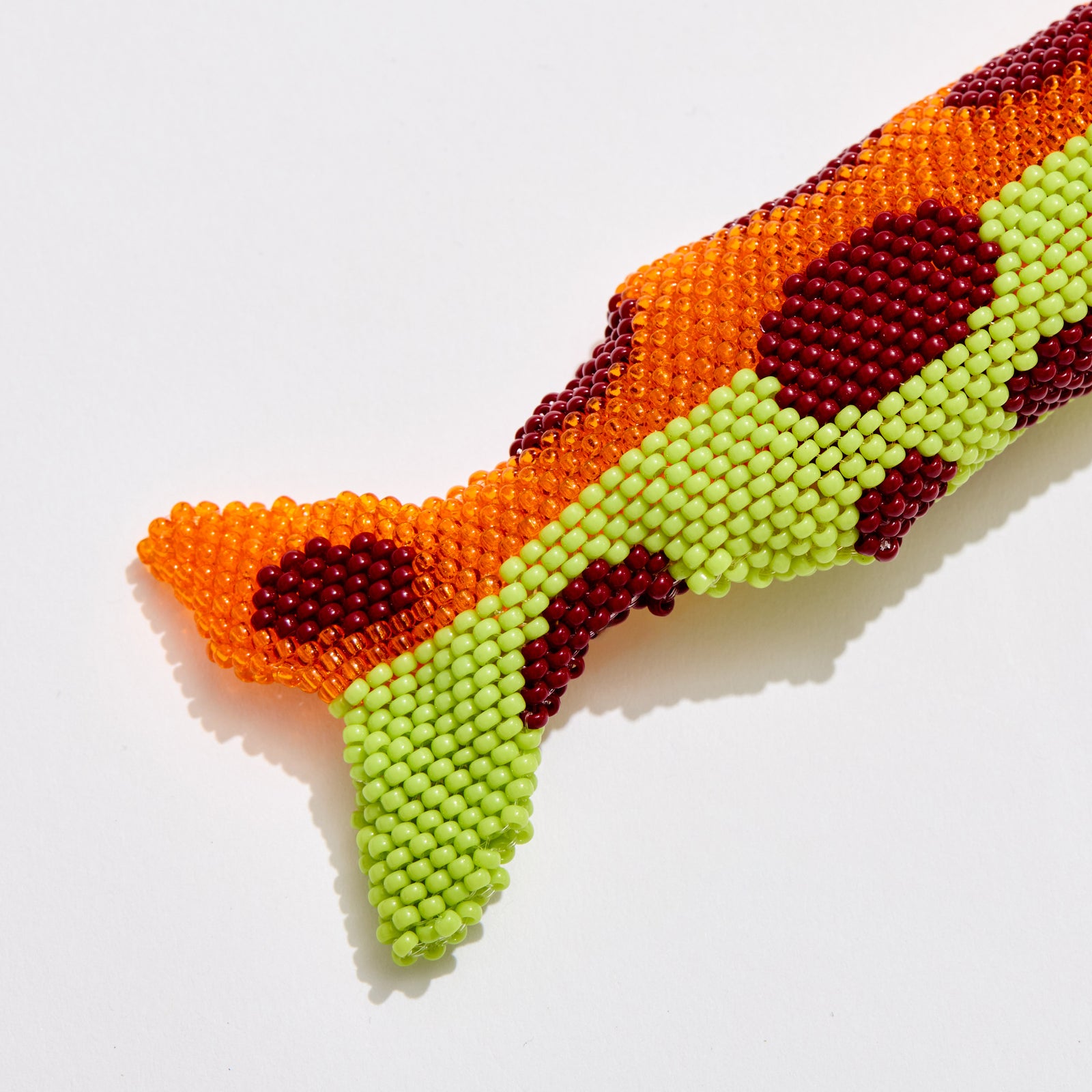 Retractable Lighter Keychain in Orange Beaded Fish