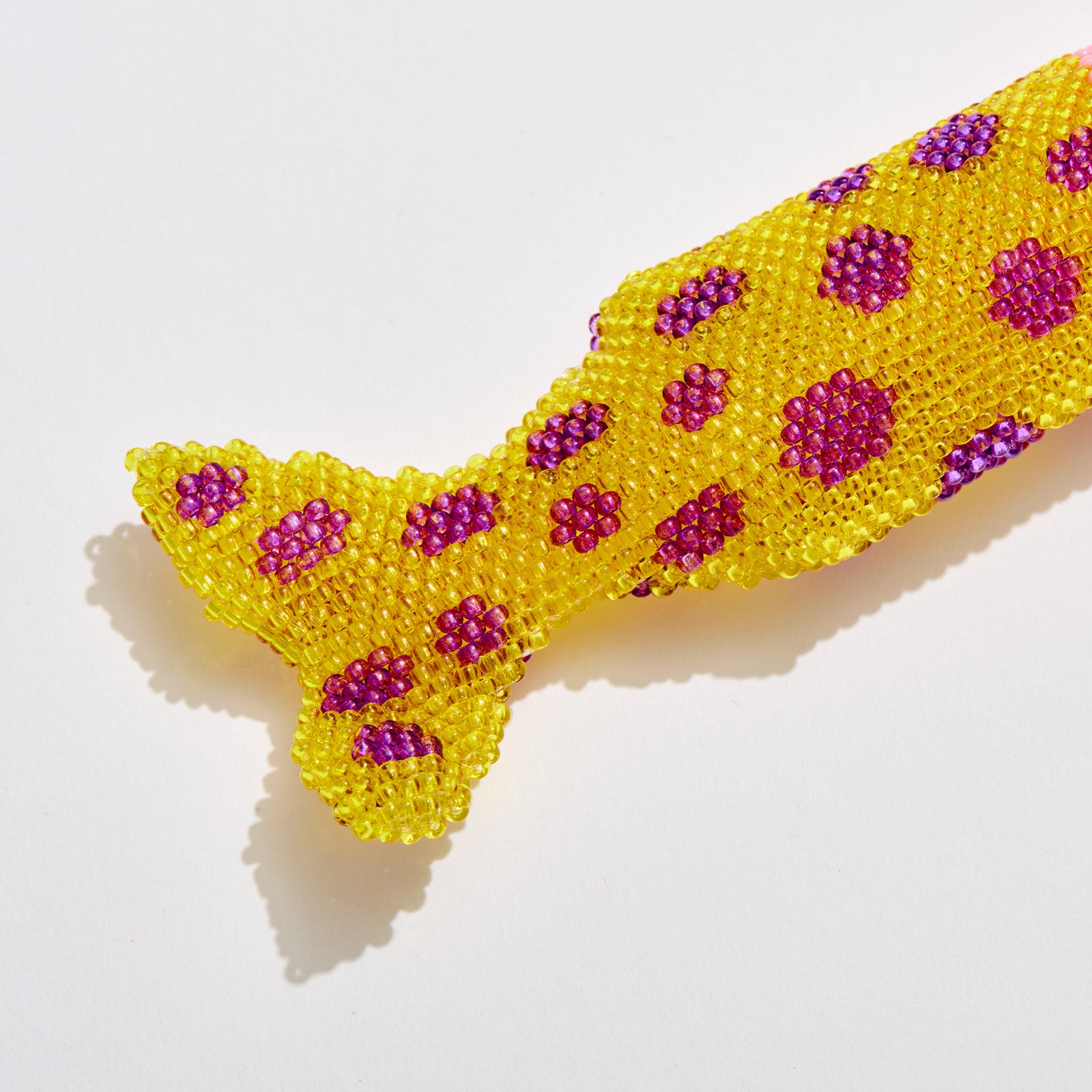 Retractable Lighter Keychain in Pink Beaded Fish