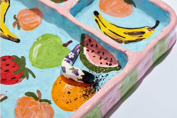 Edie Parker x Jake Clark Ceramic Tray in Fruits