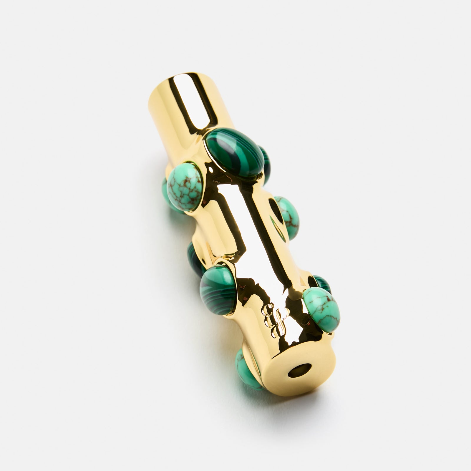 Stoned Lighter Case in Malachite