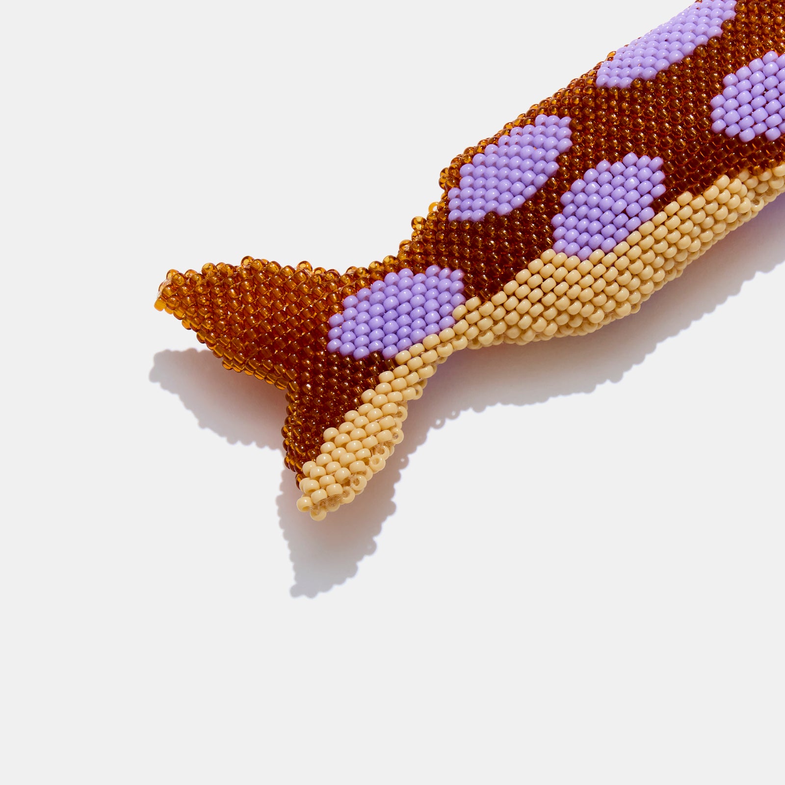 Retractable Lighter Keychain in Brown Beaded Fish