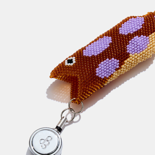 Retractable Lighter Keychain in Brown Beaded Fish