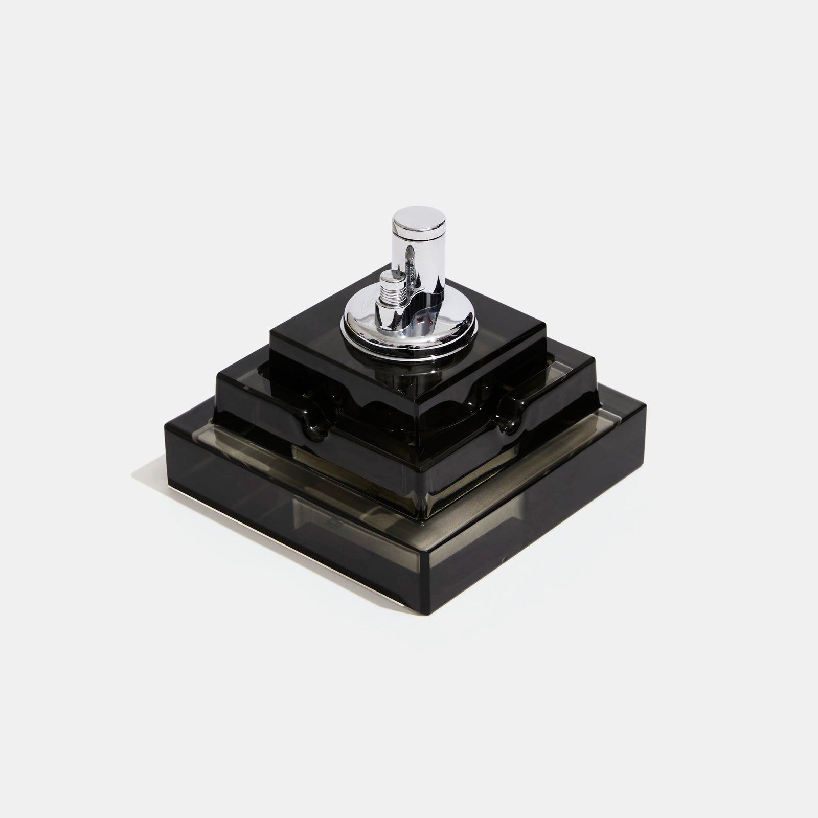 Square Glass Tabletop Lighter in Smoky Quartz