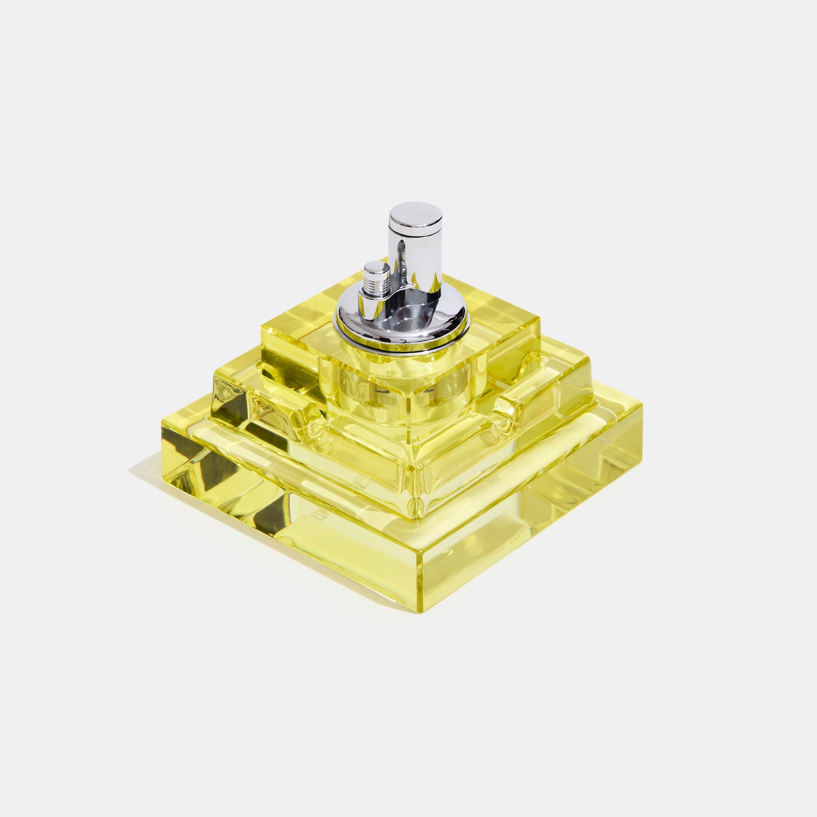 Square Glass Tabletop Lighter in Canary Yellow