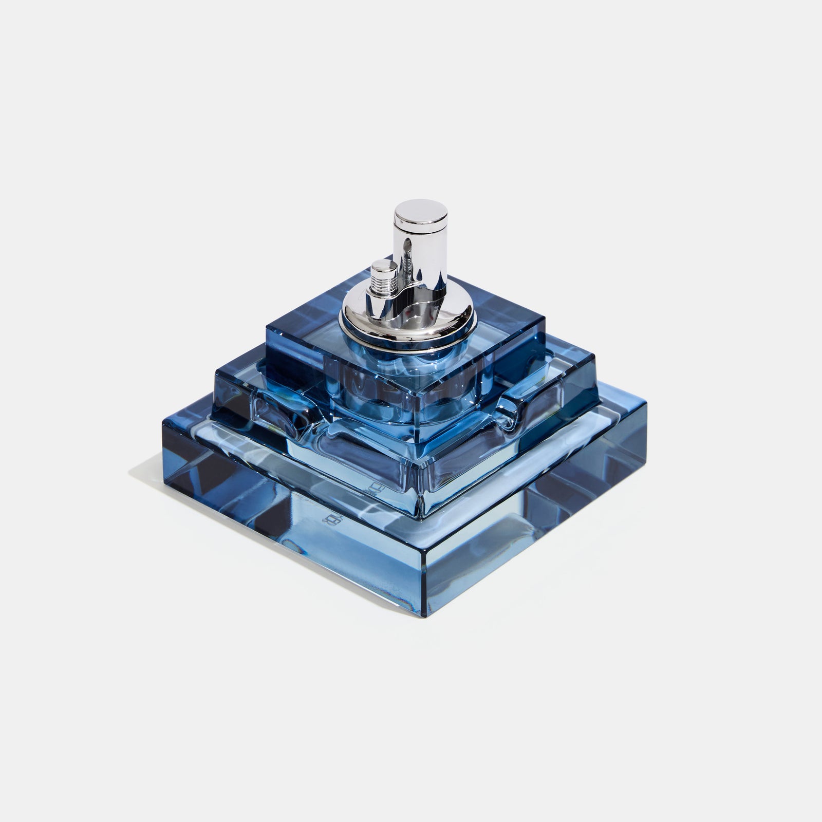 Square Glass Tabletop Lighter in Ice Blue