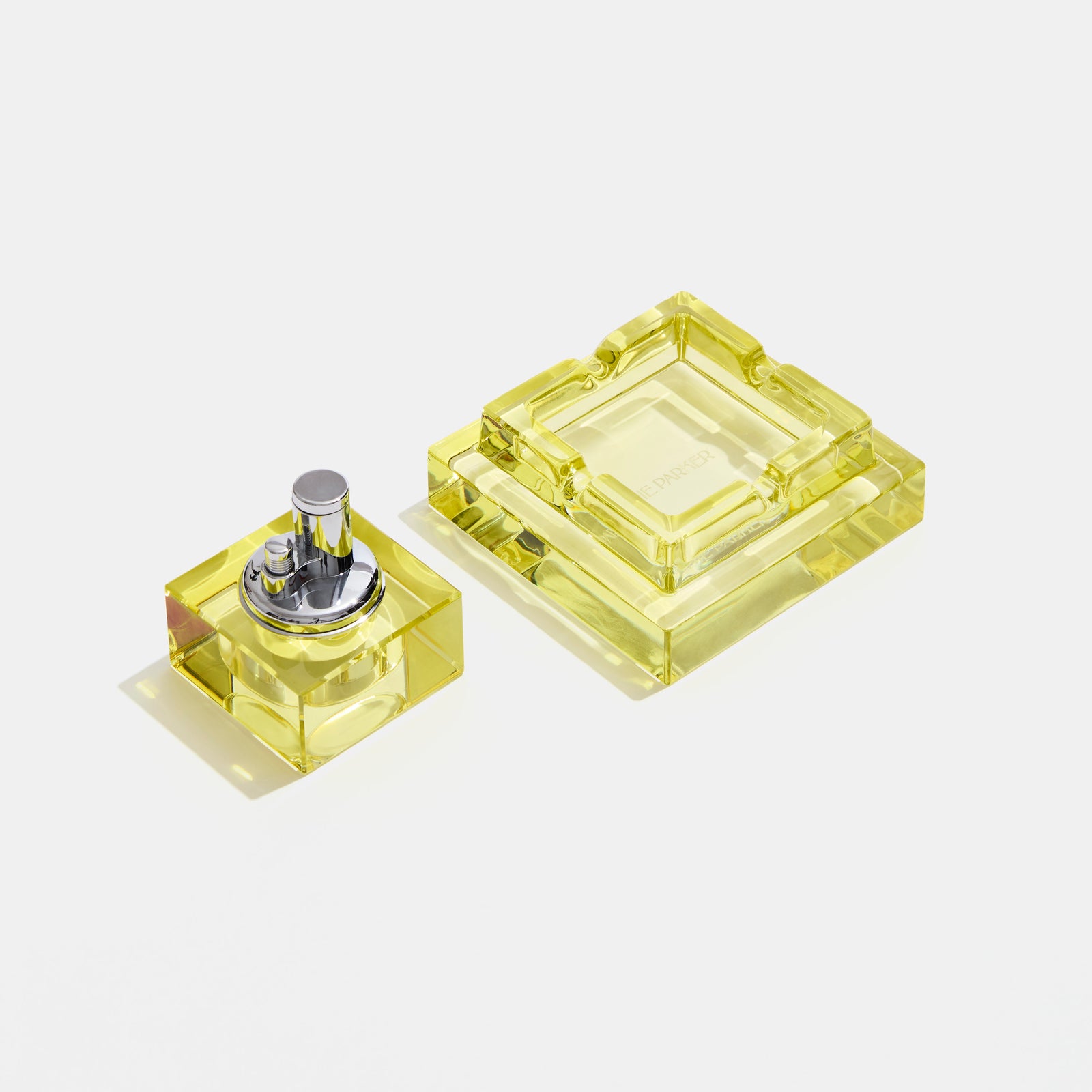 Square Glass Tabletop Lighter in Canary Yellow