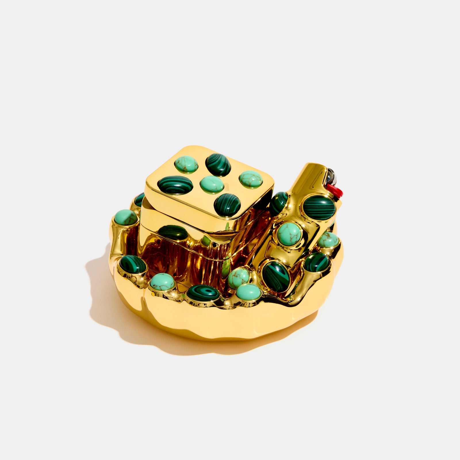 Gemstoned Ashtray in Malachite