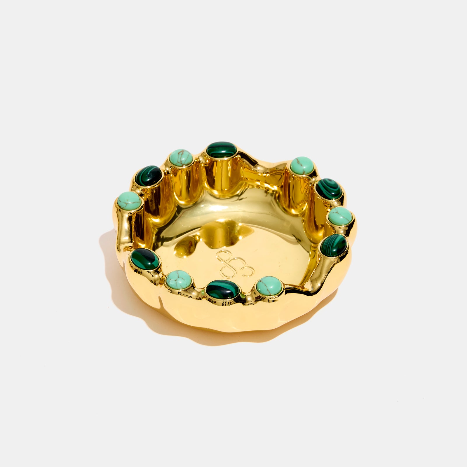 Gemstoned Ashtray in Malachite