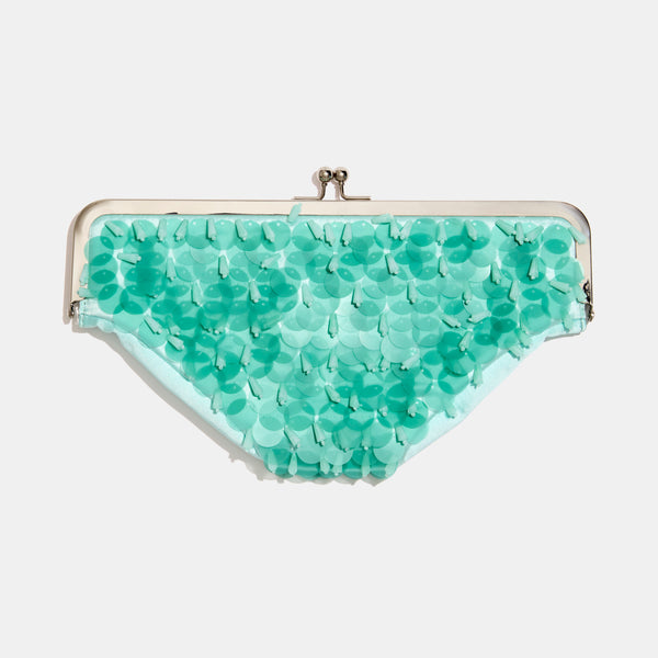Undies Clutch in Aqua Sequins