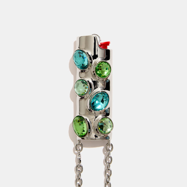 Gemstoned Crossbody Lighter Case in Mint