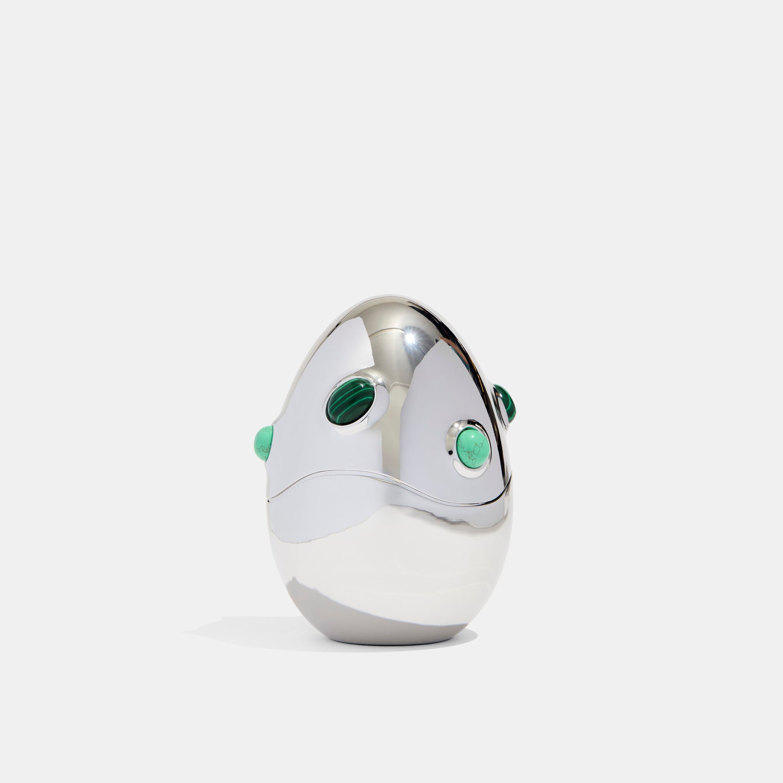 Heirloom Egg Cig Holder in Silver Malachite