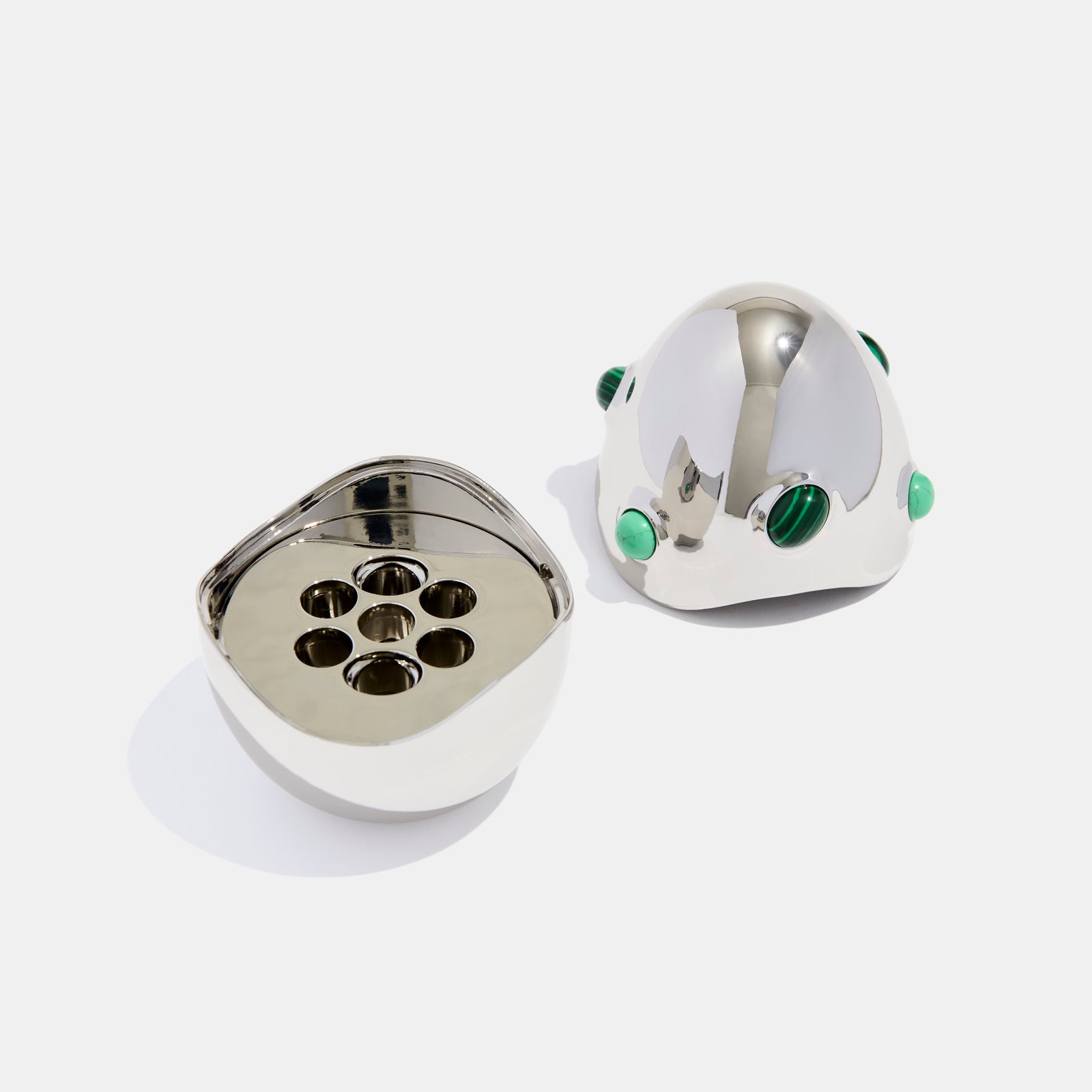 Heirloom Egg Cig Holder in Silver Malachite