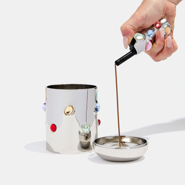 Heirloom Candle Holder in Silver Multi-Stone