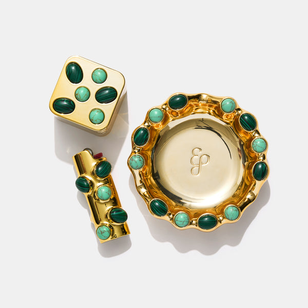 Gemstoned Ashtray in Malachite