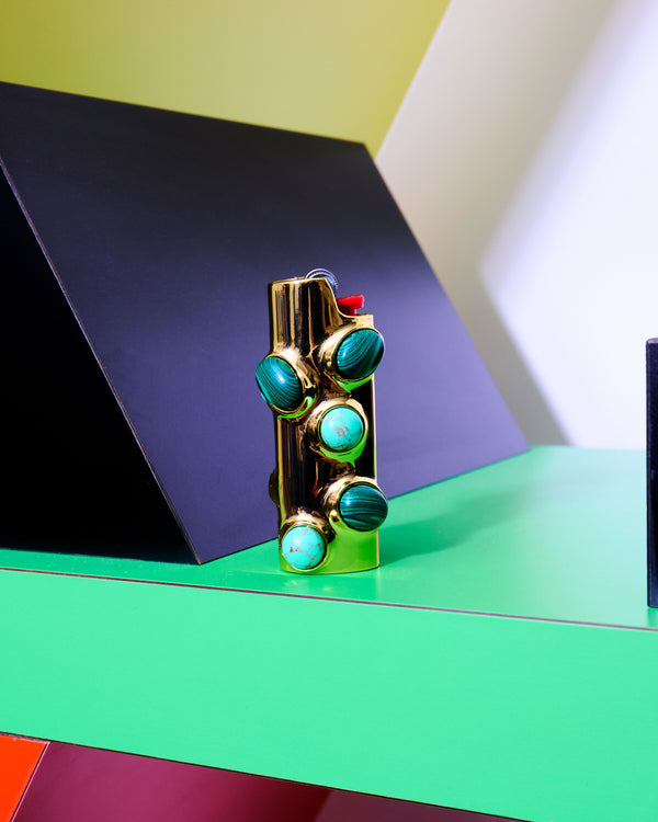 Stoned Lighter Case in Malachite