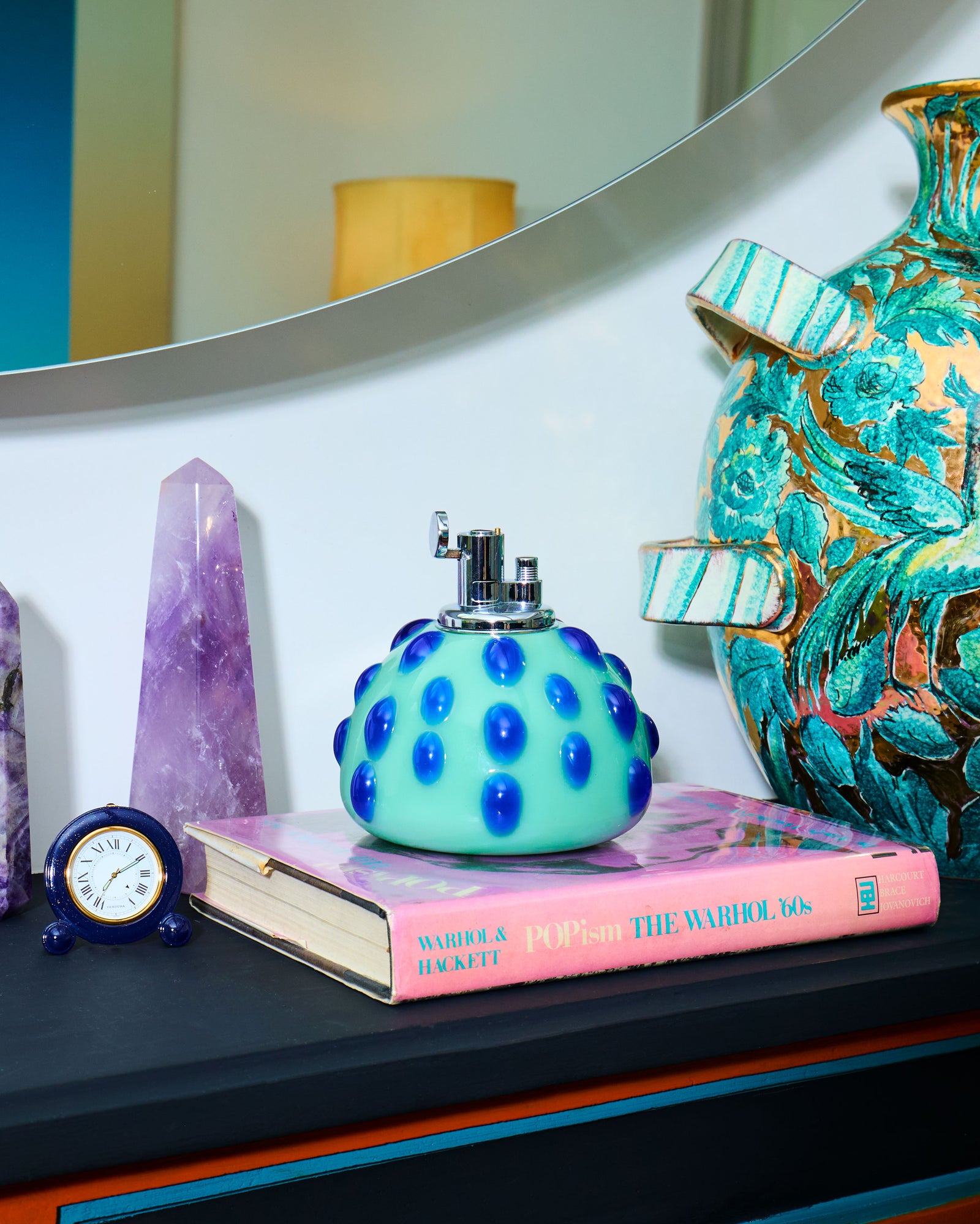 Bumpy Glass Tabletop Lighter in Jade