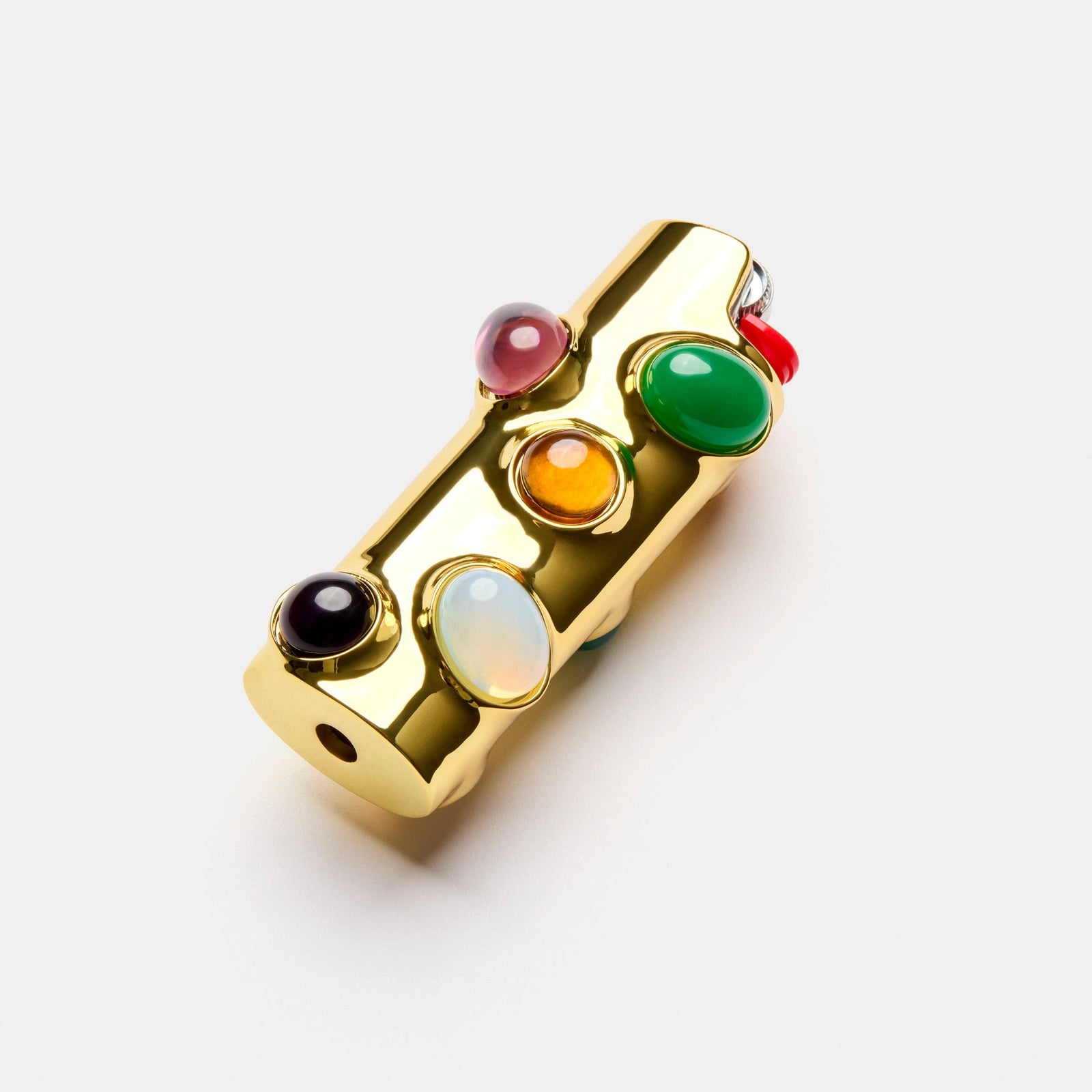 Edie Parker x Wes Anderson's Phoenician Scheme Lighter Case in Gold Multi-stone