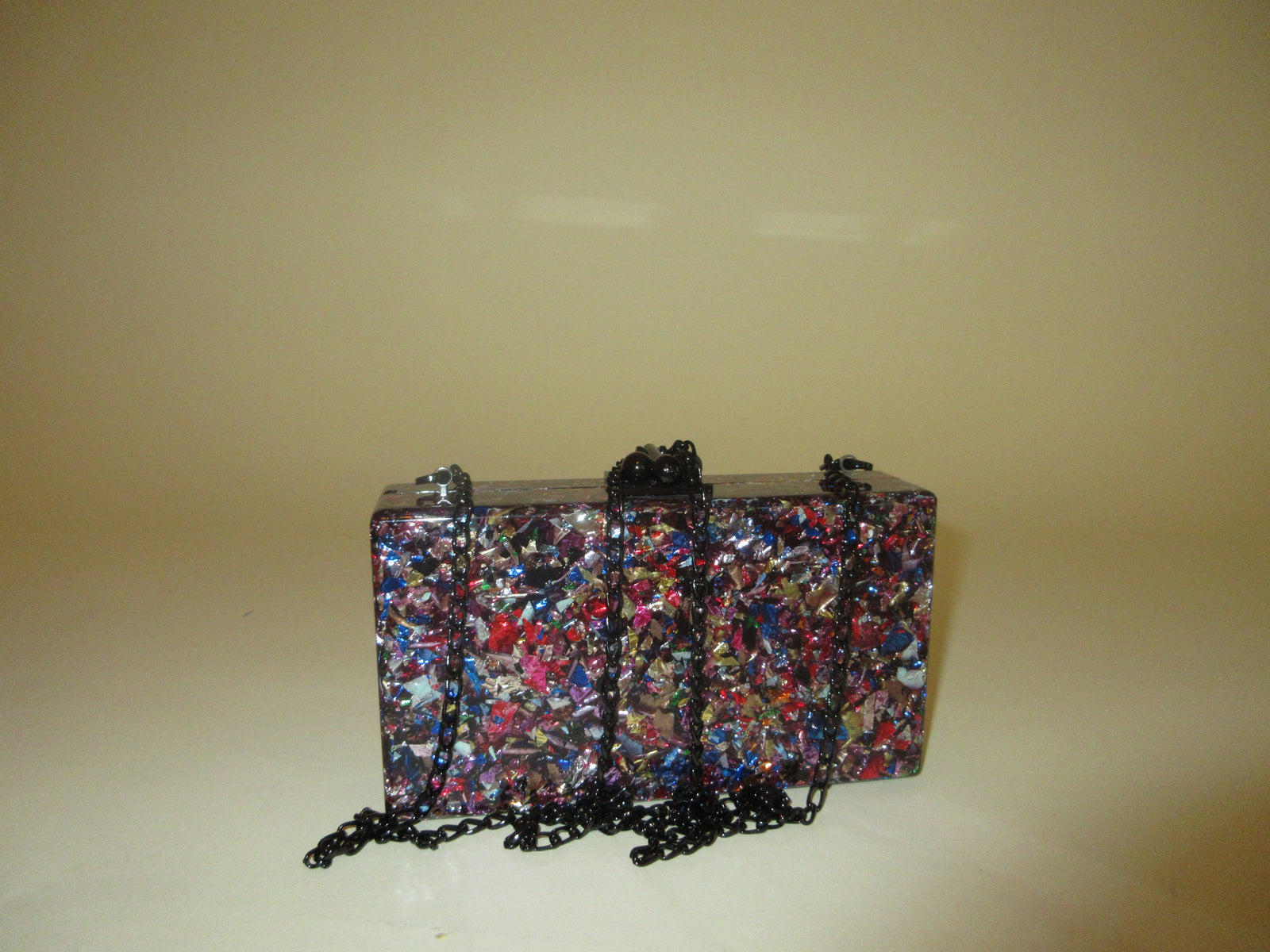 Box Clutch with Crossbody Chain in Sample Sale