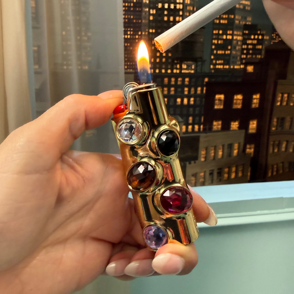 Gemstoned Lighter Case in Dark Peony