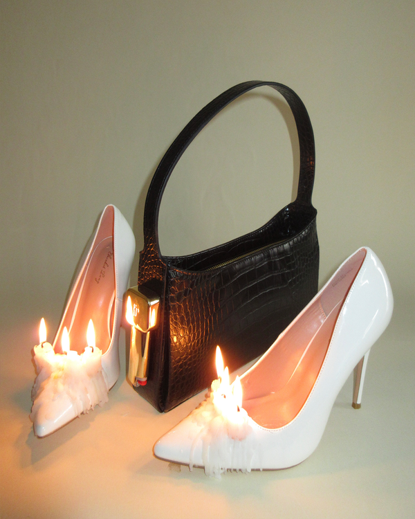 Burn Shoulder Bag in Black Croc