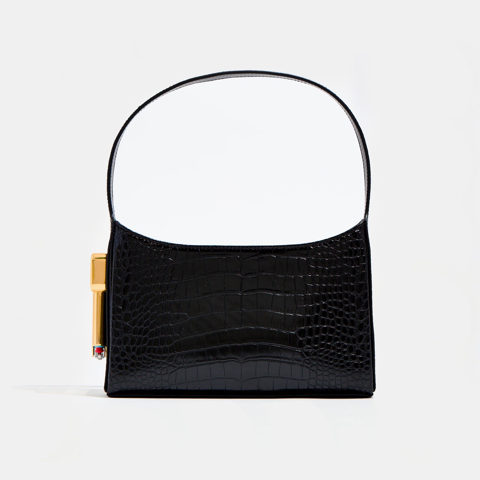 Burn Shoulder Bag in Black Croc