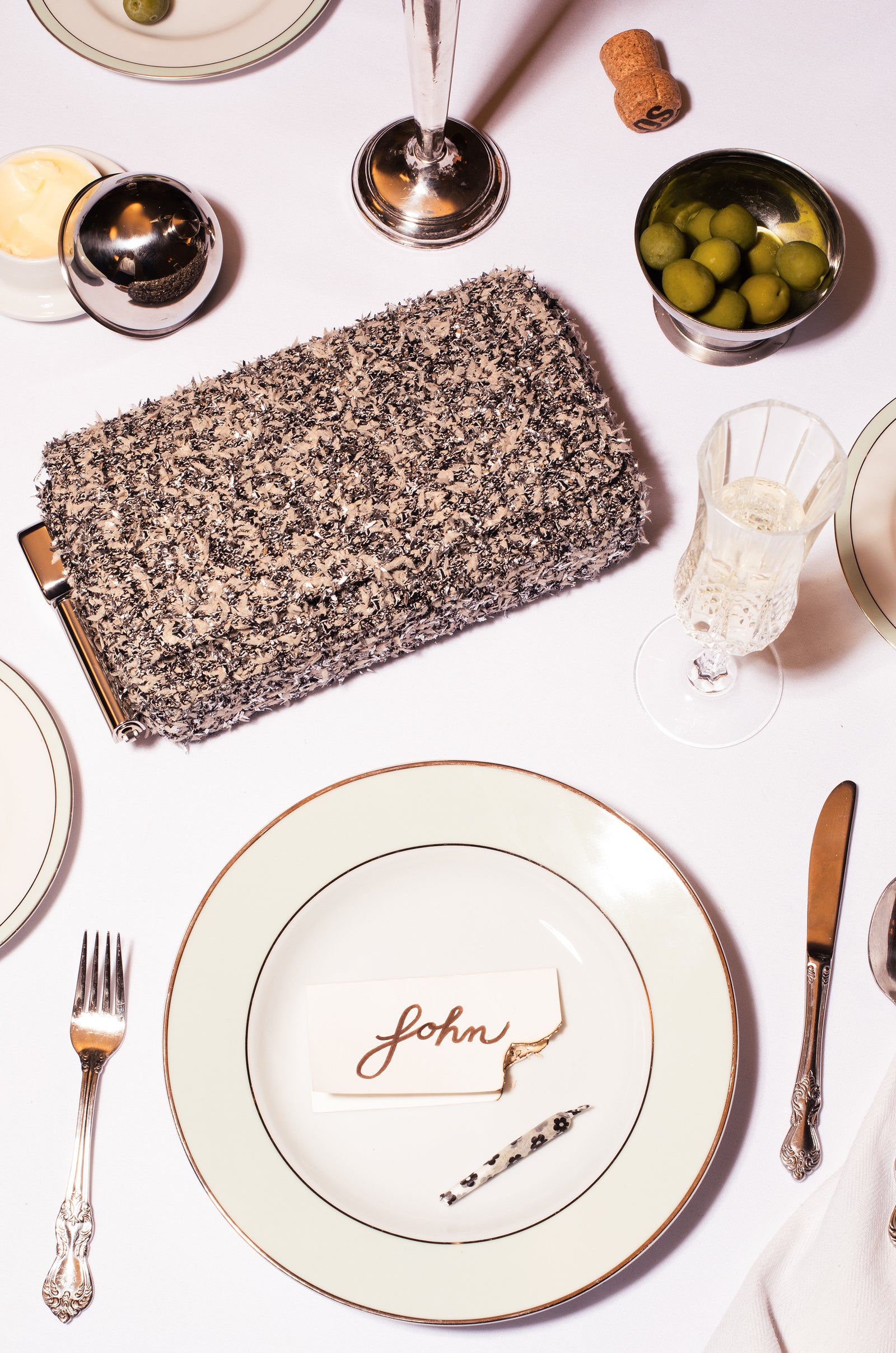ST. JOHN X EDIE PARKER EYELASH Burn Clutch in SAMPLE SALE