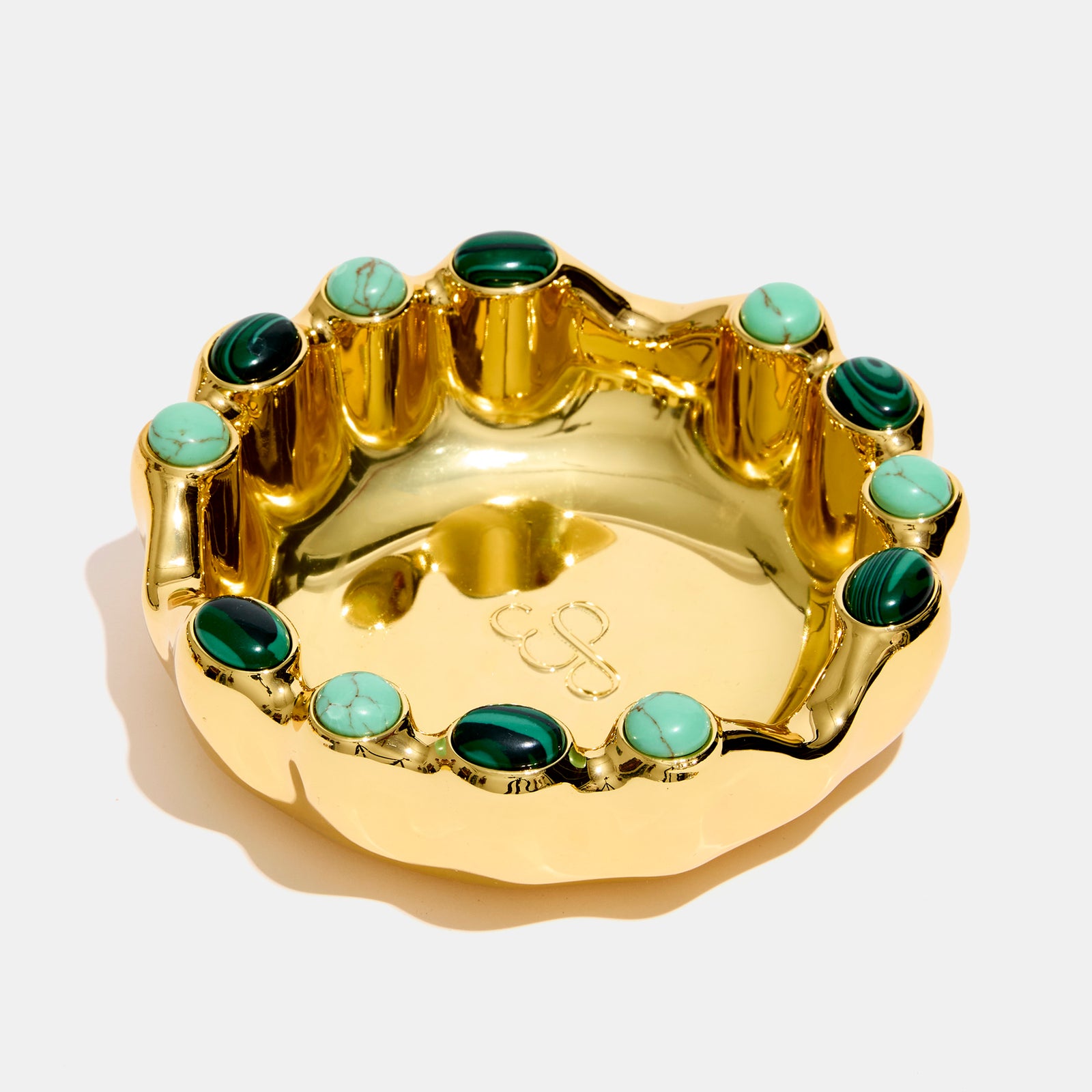 Gemstoned Ashtray in Malachite