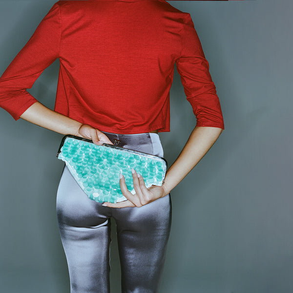 Undies Clutch in Aqua Sequins