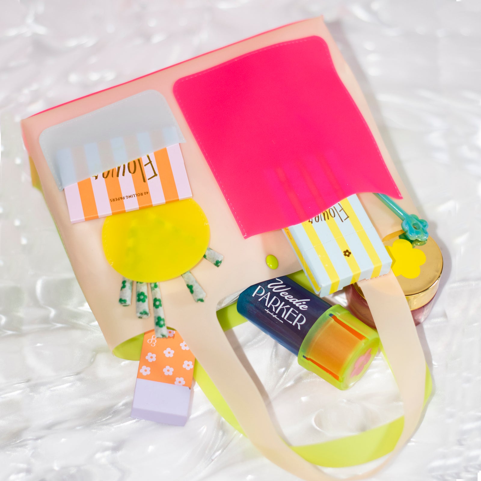 die Parker Jelly Tote in Candy Coated filled with essentials